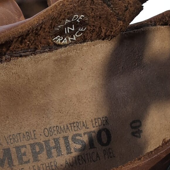 MEPHISTO 40 Mens Sandals Tan Leather MADE IN FRANCE *SOLID Size 6 - Picture 5 of 10